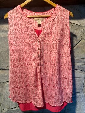 Hannah and Gracie Pink Printed Sleeveless Blouse